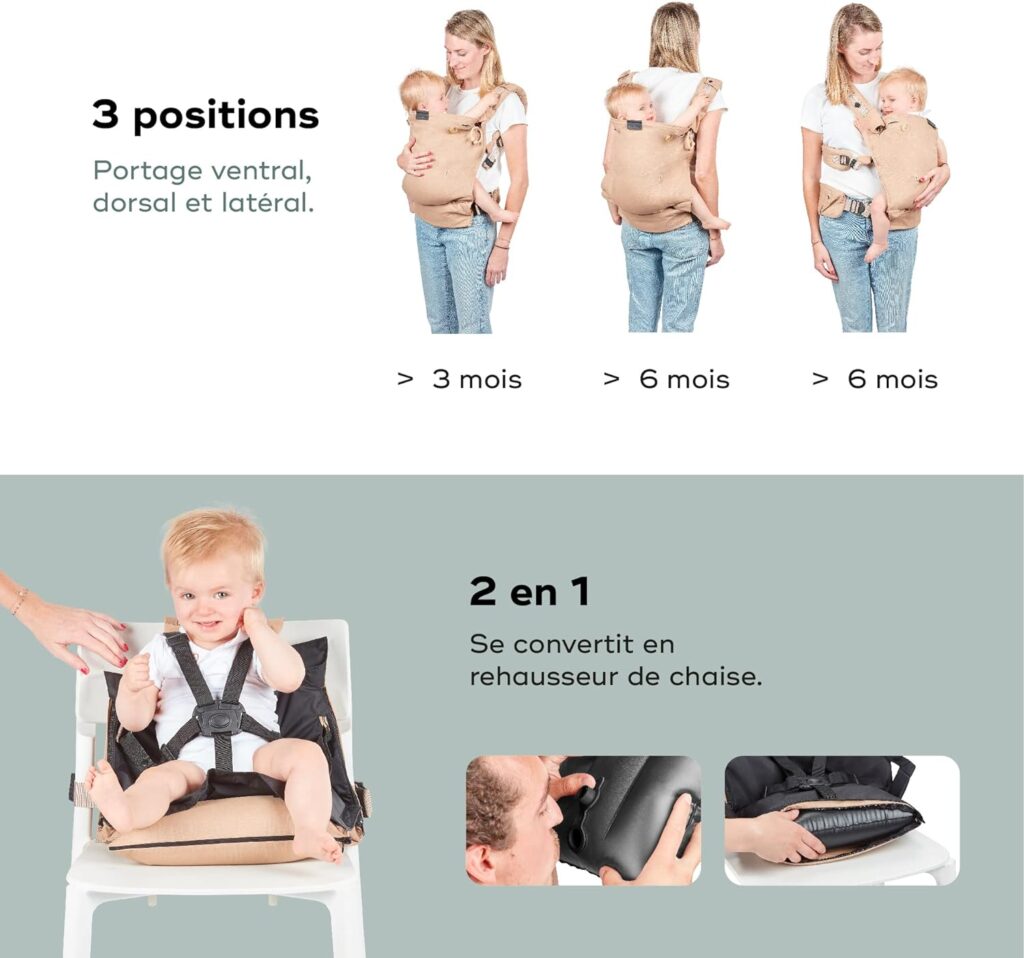 Porte-bébé 4 positions GO4 évolutif